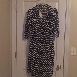 Black and White Shirt chevron patterned  dress